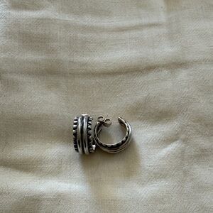 Elegant Silver Textured Hoop Earrings